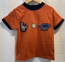 Boys 4-5 T-Rex Triceratops Dinosaur Appliqu T-shirt Top Orange Short Sleeve