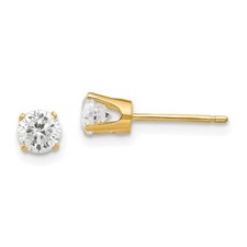 4mm 14K Yellow Gold 4.25mm CZ stud earrings