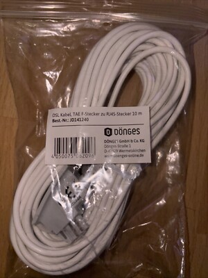 Cavo DSL Fritzbox, Speedport, Easybox, 20 M, Cavo TAE RJ45 Bianco, VDSL ADSL WLA