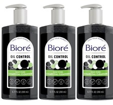 3 Bottles: Biore Deep Pore Charcoal Cleanser for Oily Skin, 6.77 fl oz