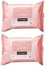 2 Neutrogena Oil-Free Cleansing Wipes Pink Grapefruit Acne Prone Skin 25 Ct EACH