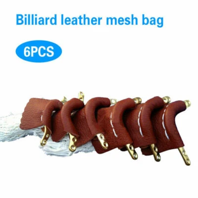 6pcs Leather Billiard Pool Snooker Table Net Pockets Set Replacement Ball Bags - Image 1 of 4