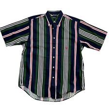 Vintage Nautica Shirt Mens M Multicolor Striped Colorblock 90s Made In USA