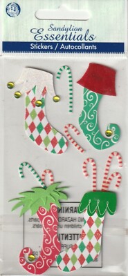 RARE! Sandylion Essentials 3D CANDY CANE STOCKINGS 25433 FAST FREE ship! WOW!