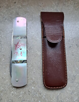Vintage Balke & Schaaf Solingen  Taschenmesser mit Leder Etui mit Perlmutt 