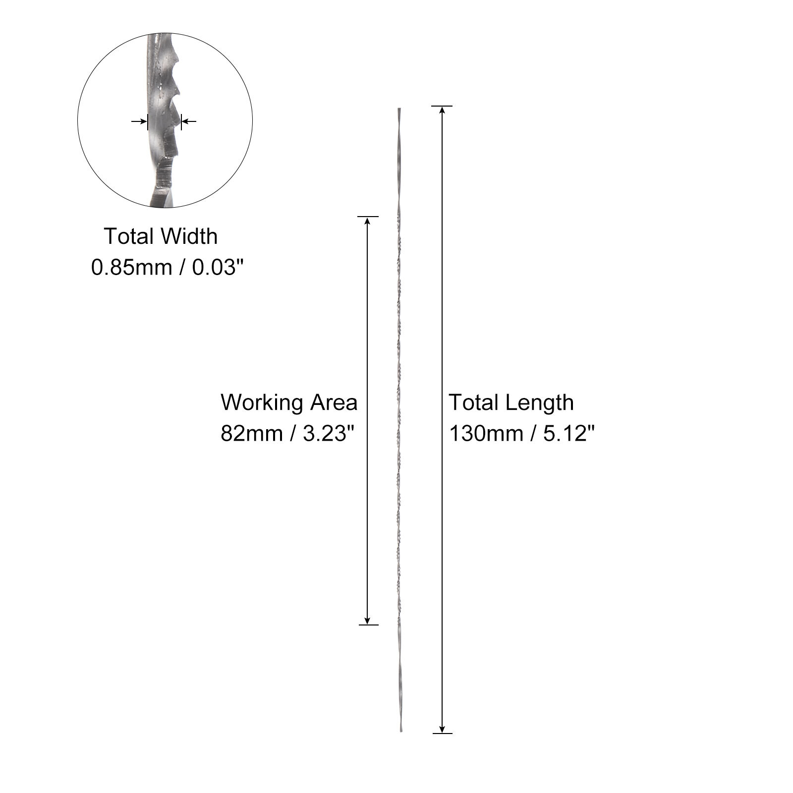 12pcs 0.85mm Width Scroll Saw Blade with Spiral Teeth for Wood Metal