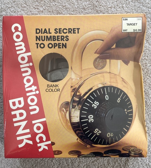 Vintage Plastic Combination Lock Piggy Bank Clear Sealed In Box 1985
