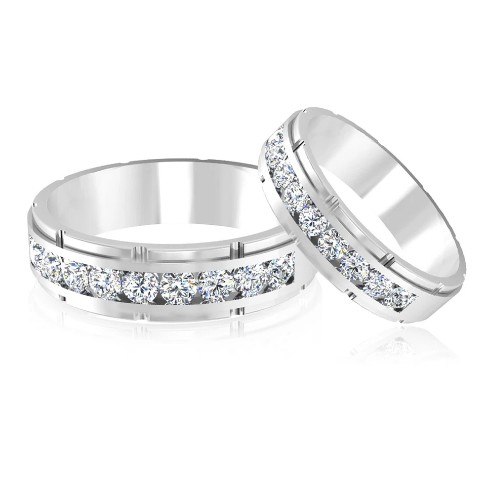 Alianza de boda de diamantes naturales de corte redondo de 0,66 quilates real platino 950 talla 12 Foto 4 de 4