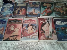 Vintage Disney VHS Lot Of 10 Lion King Tarzan Cinderella Mermaid Nemo Tramp Mula