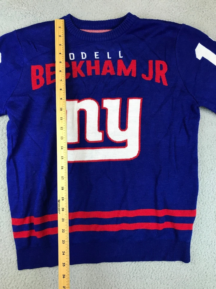 Suéter New York Giants Odell Beckham Giant Jr Para Hombres Grande Azul Manga Larga NFLPA Foto 3 de 4