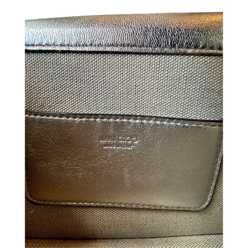 Jimmy Choo Kalina Crossbody Clutch Bag Crystal Logo Metallic Silver NEW - Picture 9 of 9