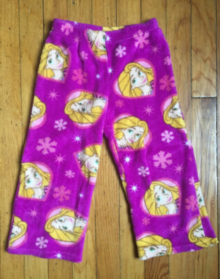 Disney Girls Princess Rapunzel Pajama Bottoms Purple Fleece Lounge