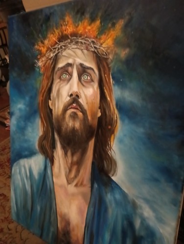 Powerful 30x24 Jesus Christ The King Messiah Oil Painting Texas Artist! - Picture 4 of 5