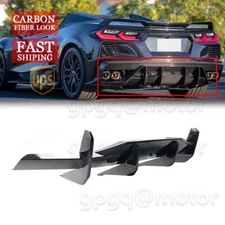 For Corvette C8 Z51 20-23 STG 3 Add-On Carbon Fiber Rear Bumper Diffuser Spoiler