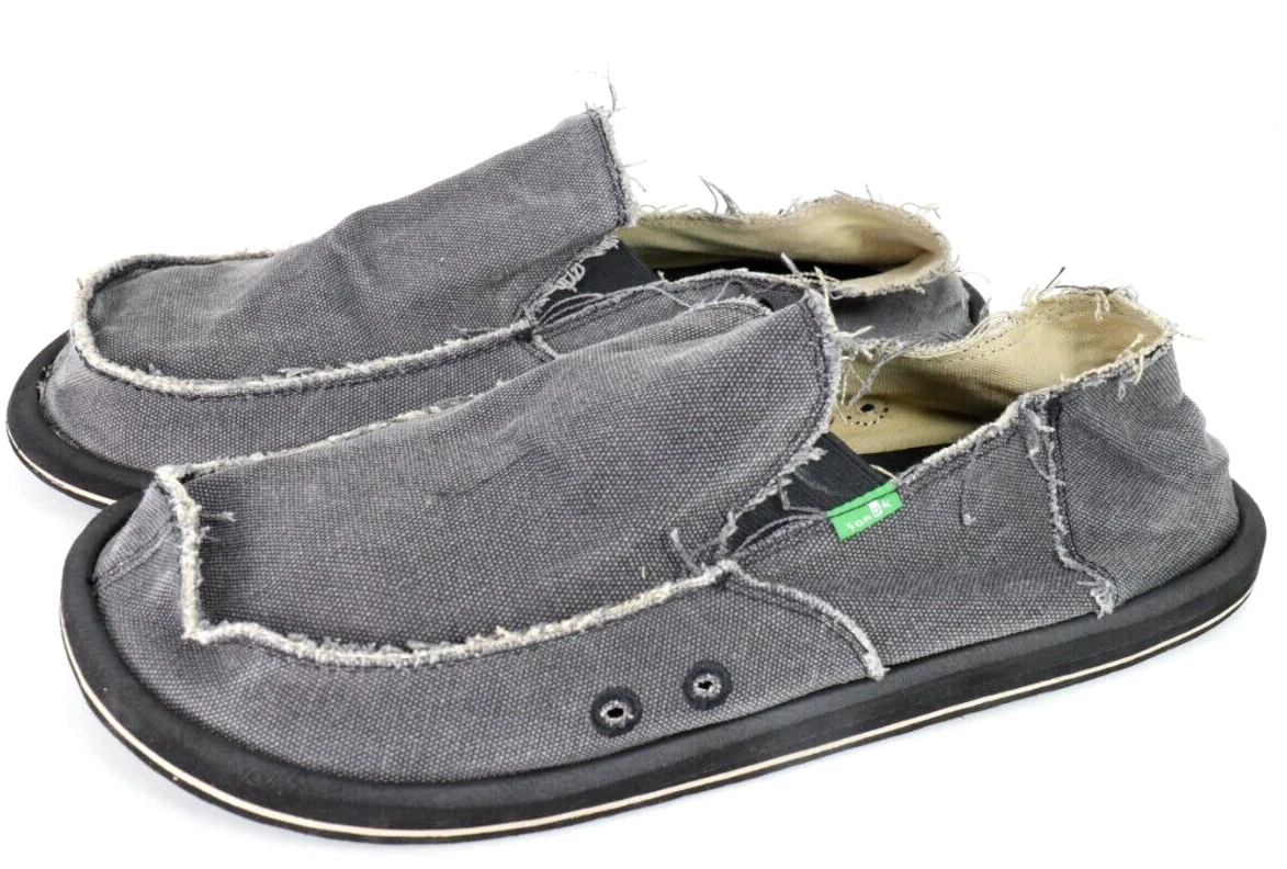 Sanuk Vagabond Slip On Canvas Shoes Size 14 Sidewalk Surfers Beach Gray