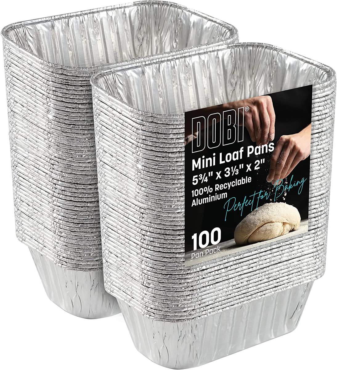 100 Pack Mini Loaf Baking Pans Disposable Aluminum Foil 1lb Small