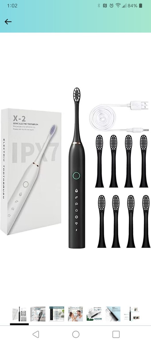 X-2 Sonic Electric Tooth Brush I BLACK I Swappable Heads ZD