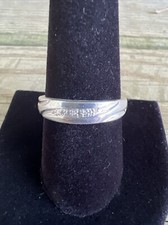 SS 925 Sterling Silver Diamond Band Wedding Band Ring Size 8.75