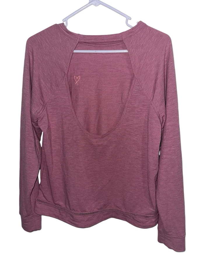 Victoria's Secret женщин длинным рукавом открытый назад Топ Sz S пыльный розовый логотип - Изображение 3 из 4