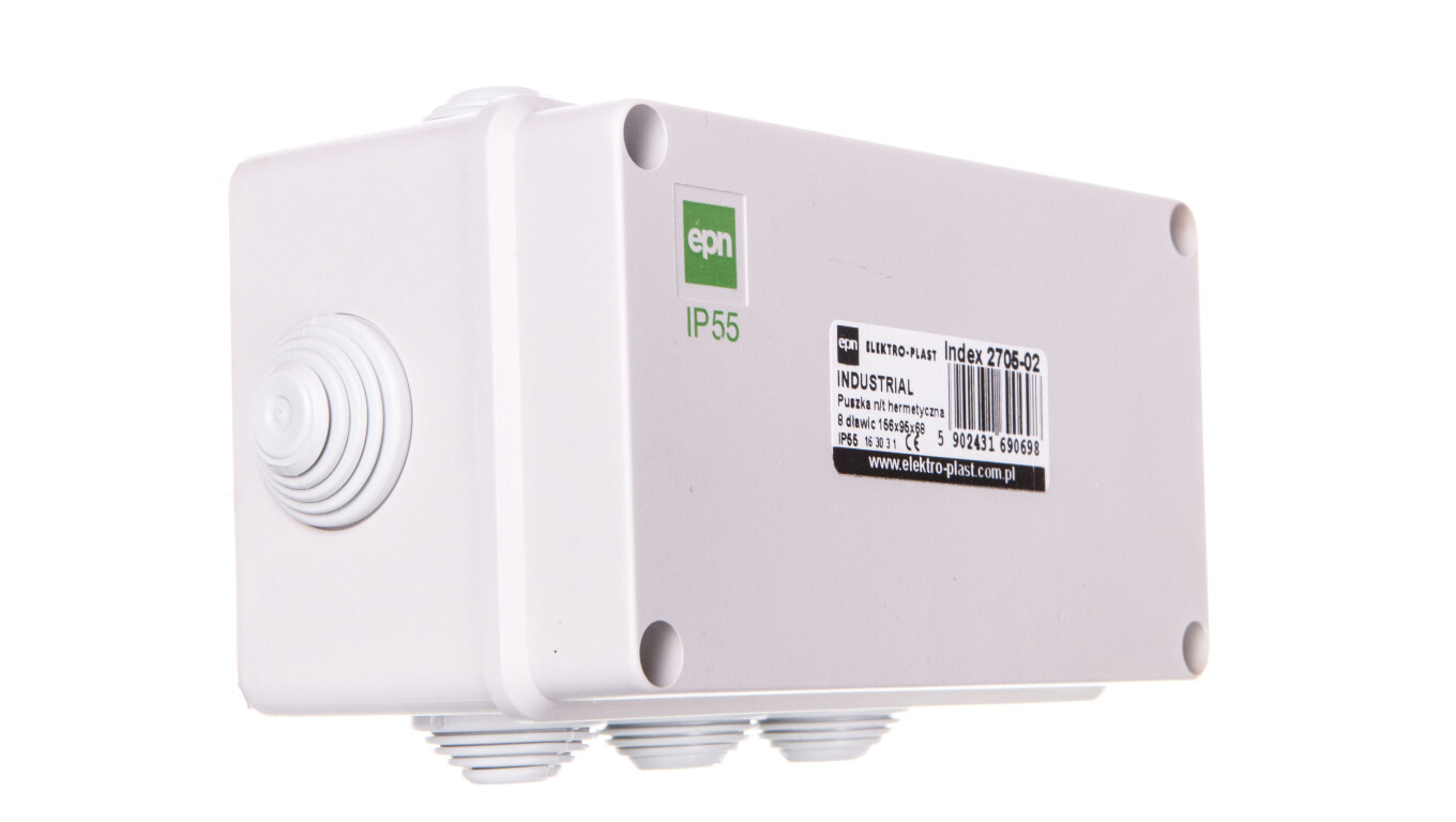 INDUSTRIAL Hermetic box n/t 156x95x68 with 8 glands IP55 gray 2705-02 /T2UK