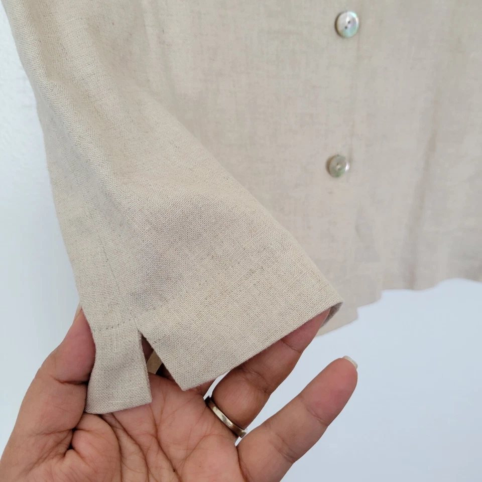 Casual Corner Annex petite Crema Lino Mezcla Botones Top en Mujer M Foto 4 de 4