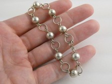 Vintage Sterling Silver 8mm Ball and Chain Link Bracelet 925 7 Inch Length 7.6g