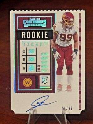 2020 Contenders Chase Young Rookie Ticket Variation On Card Auto Ticket Stub /99