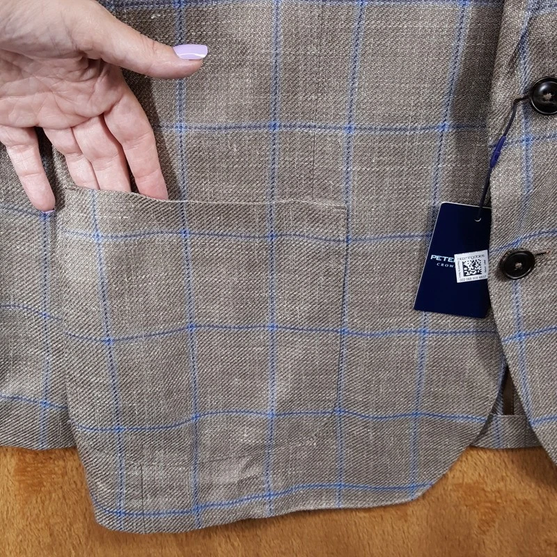 Abrigo deportivo PETER MILLAR para hombre talla 40 R tostado albañil ventana chaqueta a cuadros $1295 Foto 4 de 4