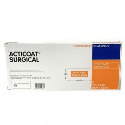 *5-Pieces* Smith & Nephew Acticoat Surgical Silcryst 4'' x 10'' Dressing 66021772