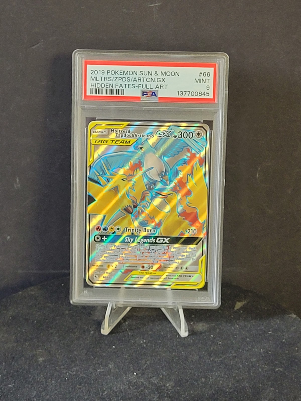 PSA 9 Moltres & Zapdos & Articuno GX Full Art 66/68 Hidden Fates Holo Pokemon
