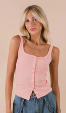 Free People L103419 End Game Pointelle Tank Top Blossom Size S