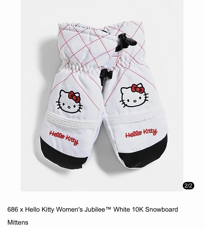 686 x Hello Kitty Women'sJubilee? Guantes de snowboard blancos 10K - blancos/medianos Foto 2 de 4