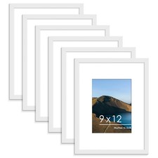 PEALSN 9x12 Picture Frame Set of 6 for 6x8 Photos with Mat or 9x12 Without Mat