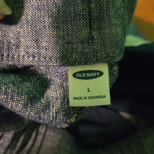 Old Navy pants womens Large blue linen-blend wide-leg pockets - Picture 3 of 8