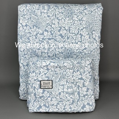 William Morris KING 3 Pc Duvet & Sham Set BIRD AND ANEMONE - MINERAL  (STAINED)