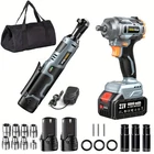 Brushless 332 FT-LBS Electric Impact Wrench 12/" & Cordless Ratchet Wrench 3/8"