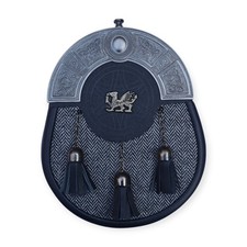 Herren Antik US Marian Felltasche 3 Quasten Tweed Kilt Sporran mit Kette