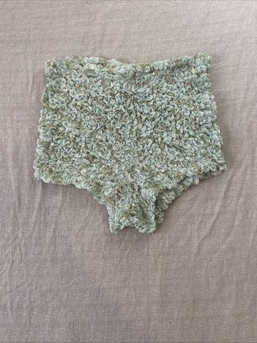 Free People Scrunch It Up Large Shorts Light Green Smocked Glimmer