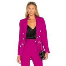 NWOT 695 Veronica Beard Matteo Dickey Double Breasted Blazer Magenta Sz 4 Read