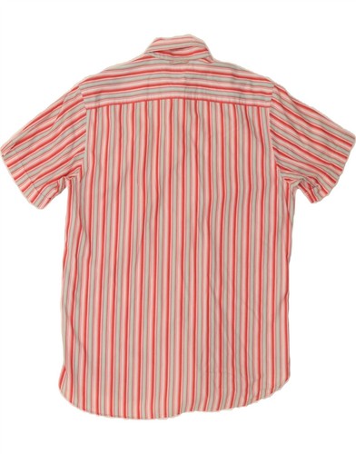 TOMMY HILFIGER Mens Short Sleeve Shirt Medium Red Striped Cotton BS02 - Picture 2 of 3
