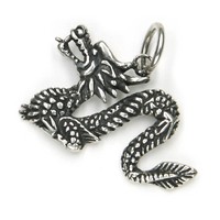 KettenanhäNger Chinesischer Drache 925 Silber Oxidiert 2,5X3Cm Amulett