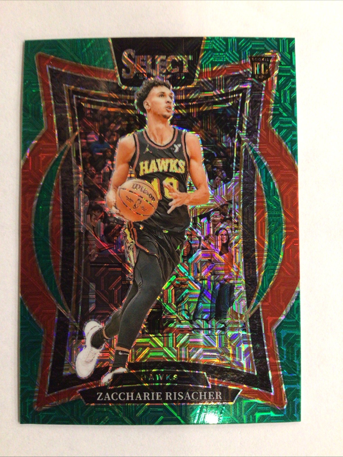 2024-25 Panini Select - Concourse Zaccharie Risacher #86 Green Mojo Prizm (RC)