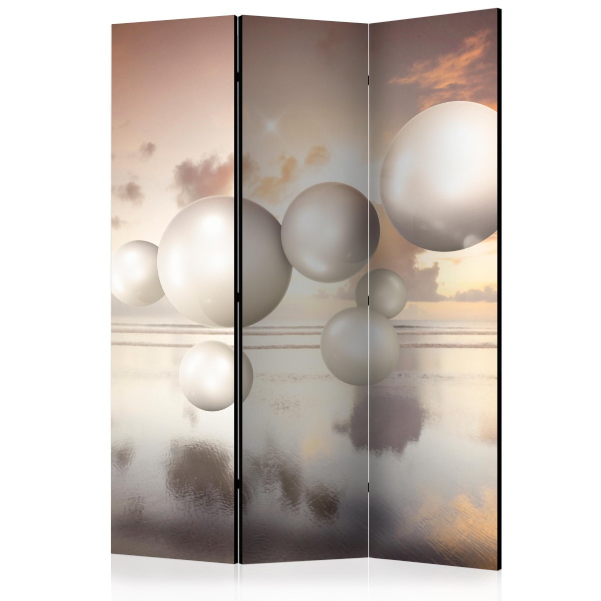 Paravent 3 volets Morning Jewels en toile premium et bois massif de 135x172cm