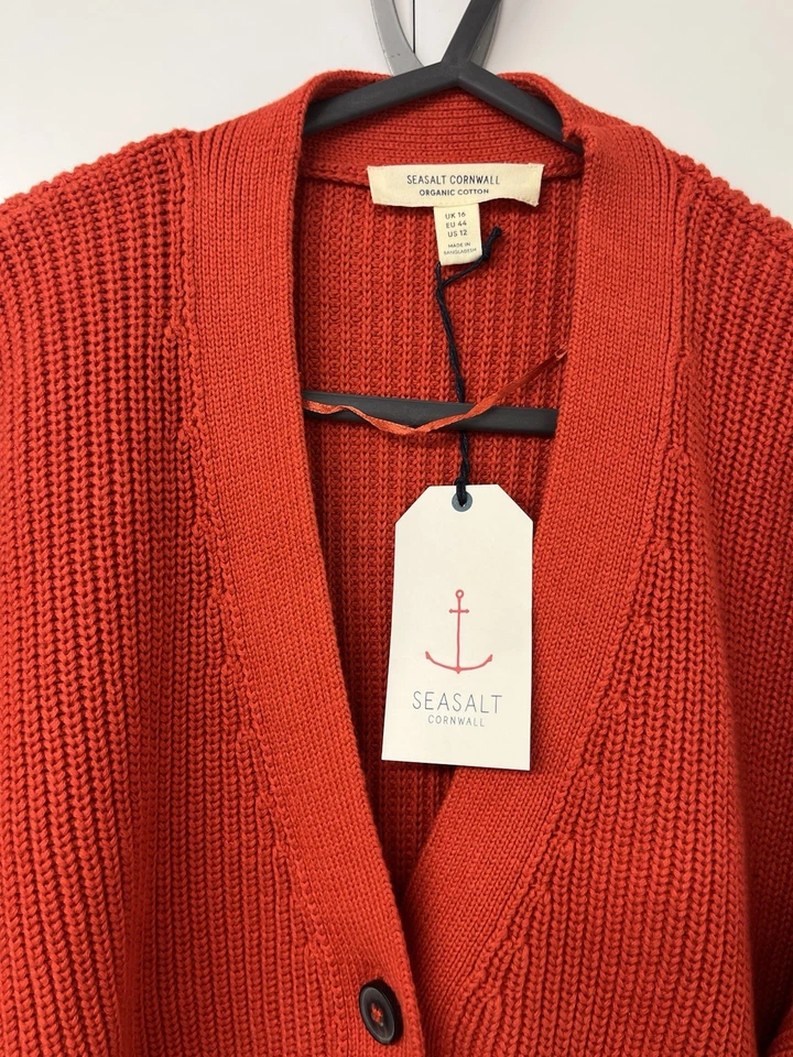 Seasalt Cornwall Winding Creek Cardigan Tomato Womens UK 16 Organic Cotton BNWT - Image 2 of 4