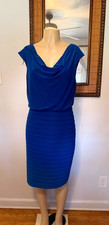 Adrianna Papell Blue Chic Asymmetrical Cowl Neck Dress Size 12