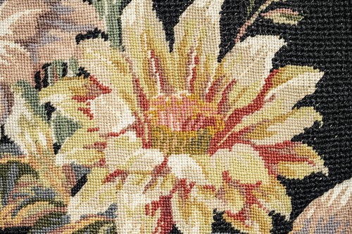 Traditional Embroidered Floral Flower Needlepoint Velvet Throw Pillow - Picture 8 of 13