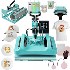 5 in 1 Heat Press Machine 15"x15" T-Shirt Transfer Sublimation W. 30OZ Tumbler
