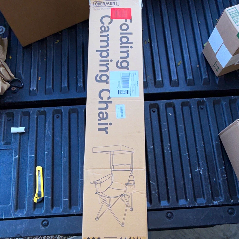 OVERMONT Foldable Camping Chair Beige Metal Frame Fabric Seat 250 lb Cap