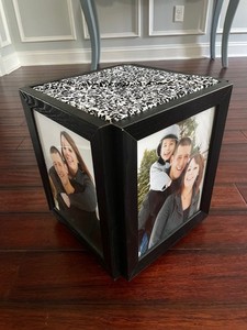 BLACK WOODEN SPINNING PHOTO CARD BOX - WEDDINGS, PARTIES, DONATIONS & EVENTS