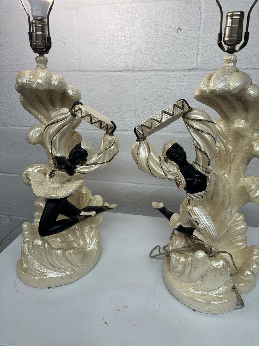 MCM Continental Art Company~Siam Male & Female Dancer Chalkware